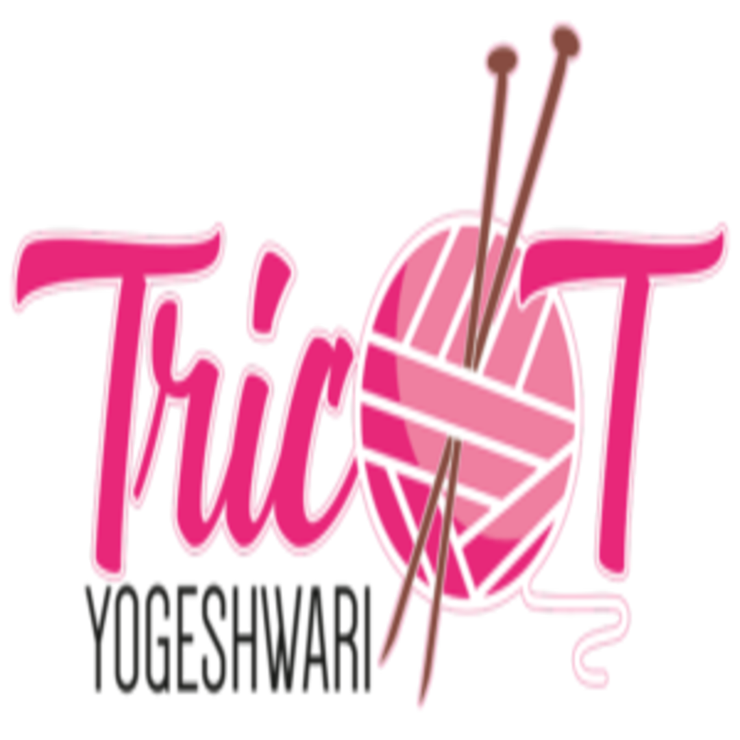 Logo de YOGESHWARI TRICOT avec des aiguilles à tricoter.